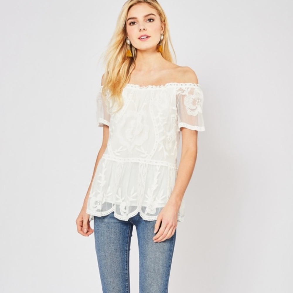 NWT  Entro | Lace Off-The-Shoulder Top | Medium
